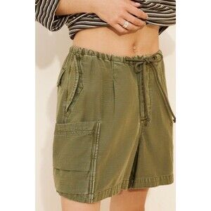 Free People Camp Out Slouch Shorts Pull-On Cargo Low-Slung Cotton M NWT 285635
